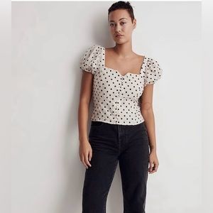 Madewell Embroidered Organza
Puff Sleeve Top Size 14